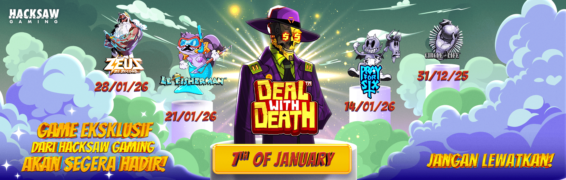 HACKSAW - DEAL WITH DEATH GAME PROMO BANNER